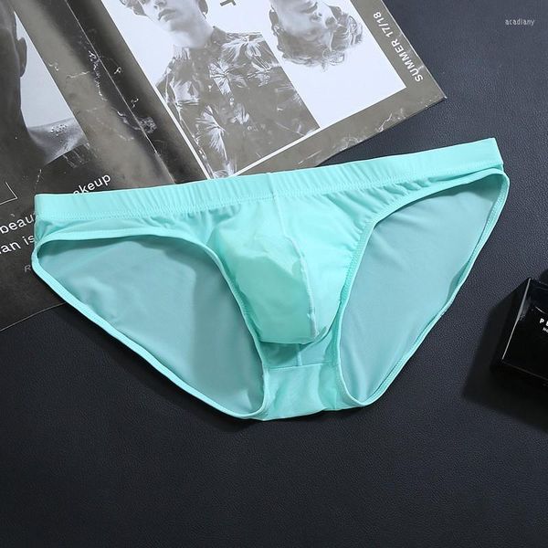 Unterhosen Ice Silk Männer Unterwäsche Slips U Convex Smooth Sexi Sexy Brief Big Bulge Pouch