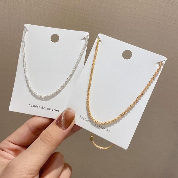 Ketten Glänzende Kette Halsketten Für Frauen Koreanische Twisted Schlüsselbein Halskette Goldene Silber Farbe Kupfer Mode Schmuck Großhandel Geschenk