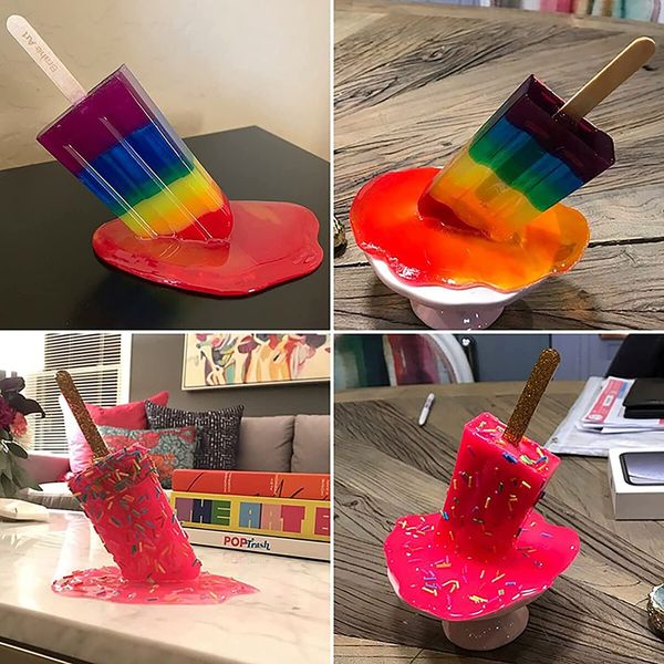 Oggetti decorativi Figurine Gelato Ornamenti in resina Lecca-lecca artificiale Melting Popsicle Scultura Summer Cool Home Decoration 230522