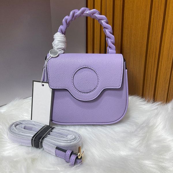 Borsa a tracolla classica Borse piccole Borsa Tracolla removibile in pelle di vacchetta Fessura interna per carte di credito Lettere di moda Borse a tracolla con patta da donna Colori multipli