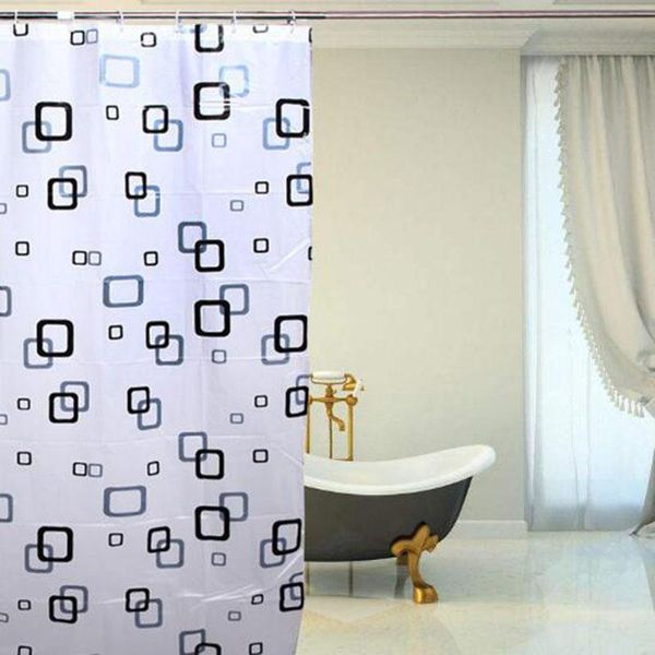 Tende da doccia Fashion PEVA Curtain Square Pattern Bagno impermeabile con ganci Decorazioni per il bagno lavabili