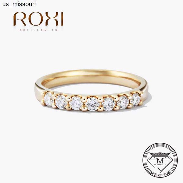 Anelli a fascia ROXI Anello Moissanite 25mm Oro Mezza Eternità Anelli a bolle per gioielli da donna Wedding Diamond Engagement Band Moissanite Jewelry J230522