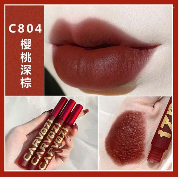 Глянцевая глянка CVZ Velvet Matte Matte Sexy Red внешний вид длительный водонепроницаемый темно -коричневый оранжевый оттенок AC364