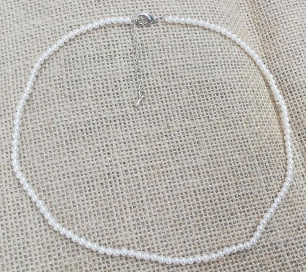 Anhänger Halsketten Damen Schmuck Halskette 3mm weiße runde Perlen natürliche Südsee Muschelperle handgefertigt