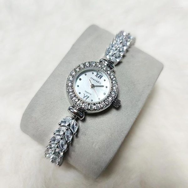 Armbanduhren Dame Damenuhr Japan Quarz Mode Luxus Schmuck Stunden Perlmutt Kleid Armband Messing Strass Mädchen Geschenkbox