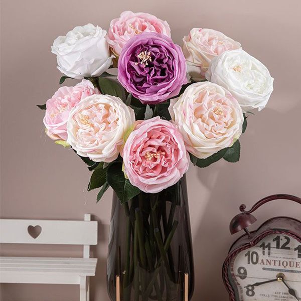 10Pcs Feel Latex Austin Rose Moisturizing Peony Real Touch Fiori artificiali Bouquet da sposa Disposizione dei fiori da sposa Decorazioni per la casa
