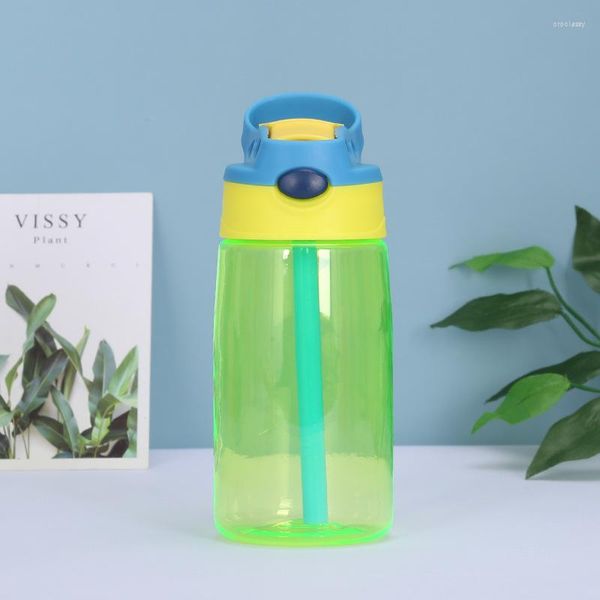 Wasserflaschen 5 Farbe 500 ml Kinder Babyflasche mit Strohhalm Kunststoff für BPA-freie Sportschule Trinkgeschirr