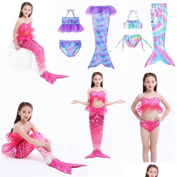 Costume da bagno per ragazze Cosplay 3 pezzi Costumi da bagno per bambini Coda di sirena Costumi da bagno per bambini Costume da bagno per piscina Princess Party Cosplay177D Drop Delivery Baby Maternit Dhygz