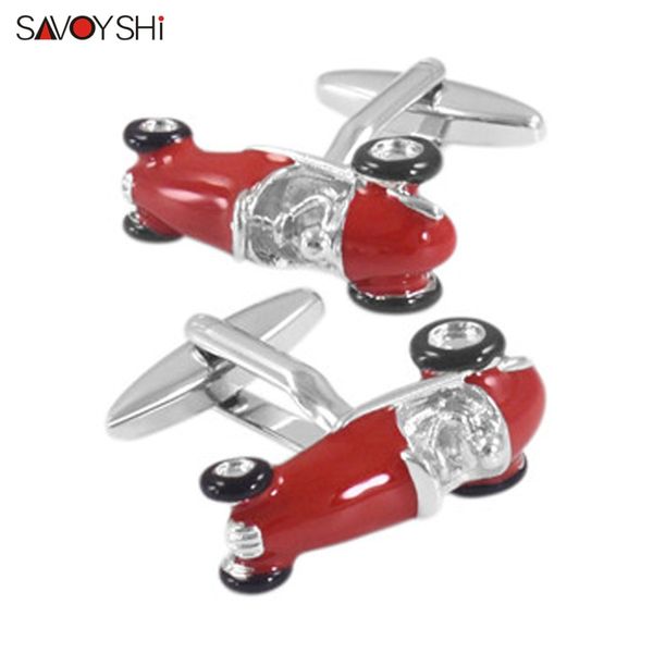 Savoyshi Modelo Modelo de Corrida de abotoaduras para masculas Cuffs de alta qualidade Novelty Red Black Car Cuff Links Brand Jewelry Gift