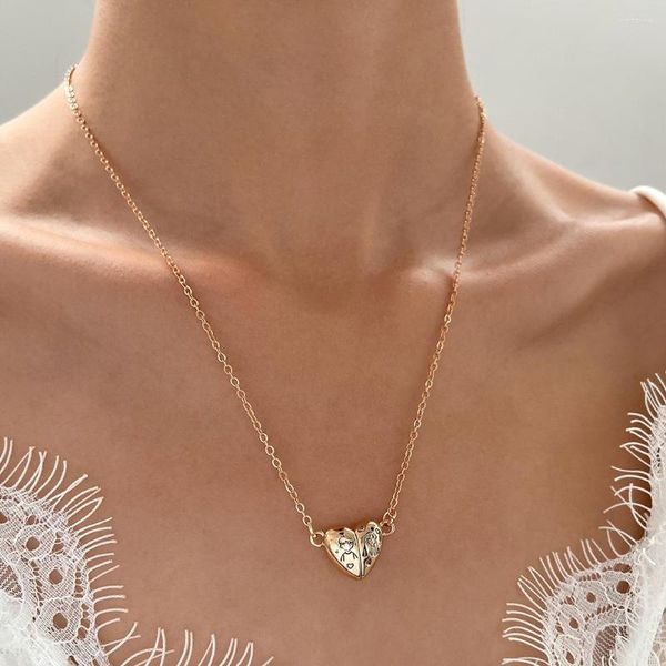 Ketten Paar Gepaarte Herz Anhänger Halskette Goldene Glückliche Mädchen Junge Nette Magnet Lange Kette In Koreanische Schmuck Geschenk
