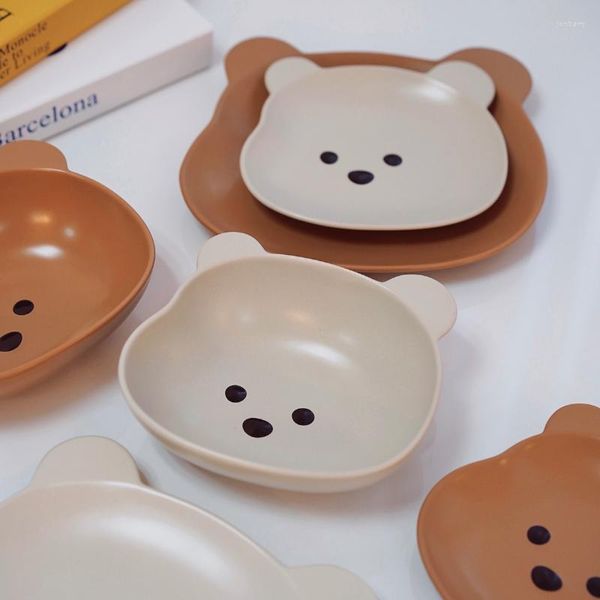 Piatti Coreano CreativeStyle Ciotola Testa di Orso Simpatico Cartone Animato In Ceramica Riso Insalata Piatto Colazione Stoviglie