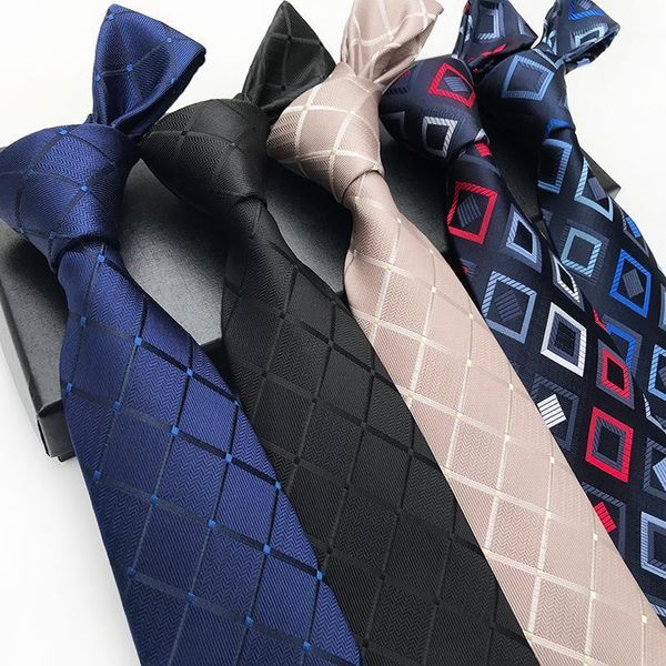 Cravatte da uomo Luxury 8cm Cravatta classica da uomo in seta jacquard a quadri scozzese a righe Cravatta Uomo Sposo Business Cravatta Accessori1