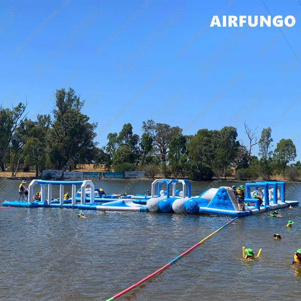 20x15m Pool grande flutuadores de brinquedos de água esportiva de água parque aquático inflável comercial com slide