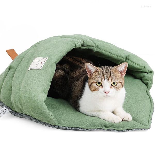 Katzenbetten, flauschiges Haustierbett, tiefer Schlaf, blattförmiger Schlafsack, gemütliches Nest