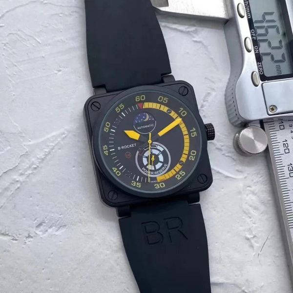 Designer Mens Relógios 2023 Gentil Negócios Pulso Homem Relógio Mecânico Automático Bell Black Leather Watch Strap Ross 6 Mãos Relógios de Pulso Pulseira