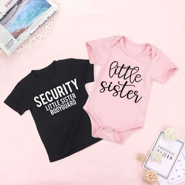 Abiti coordinati per la famiglia Security Little Sister Bodyguard camicia per bambini Little Sister Camicie Big Brother Little Sister Pagliaccetto fratelli abbinati a T-shirt 230522