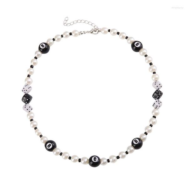 Ketten 2023 Mode Schwarze Perlen Nummer 8 Würfel Glück Choker Halskette Für Frauen Weibliche Luxus Simulierte Perlen Halsketten Schmuck Geschenk