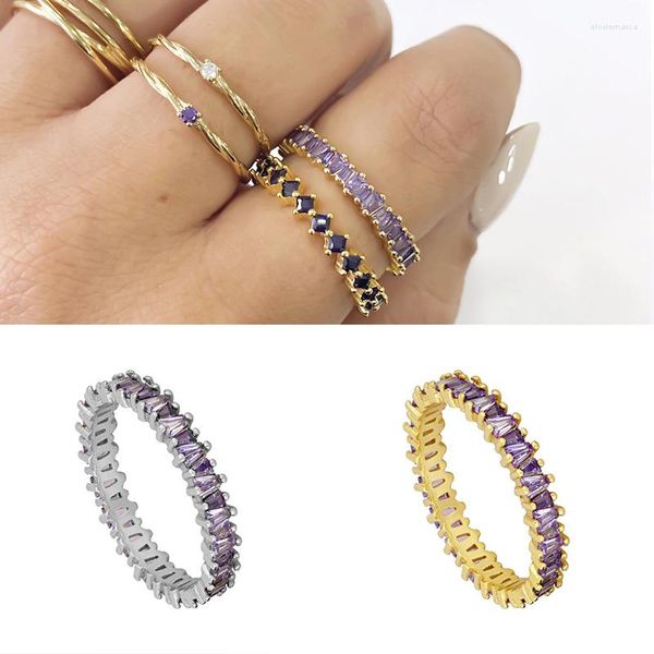 Rings de cluster Ringos de cluster Europeu e americano 24k Padrão de prata de 24k Patn Ring Punk para meninas Jóias de aniversário de noivado de mulher