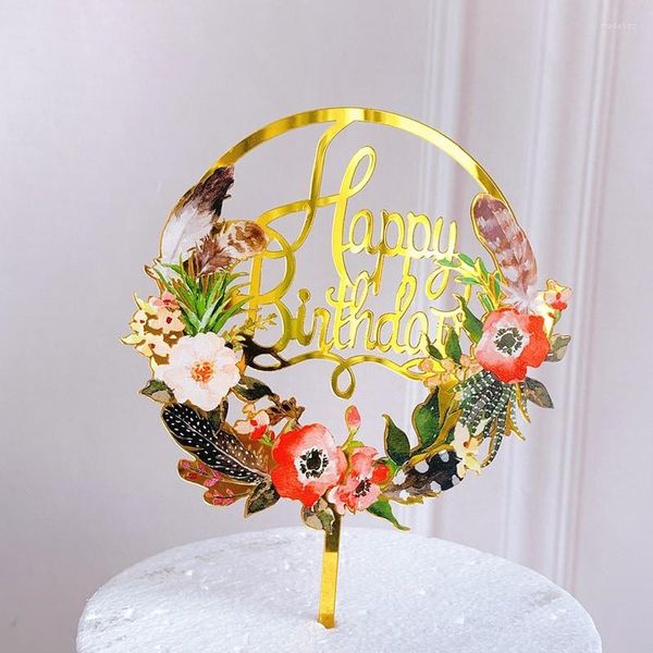 Forniture festive Happy Birthday Party Cake Decoration Girl Boy Acrilico Topper Baby Shower Dessert Decorazioni di nozze Anniversario