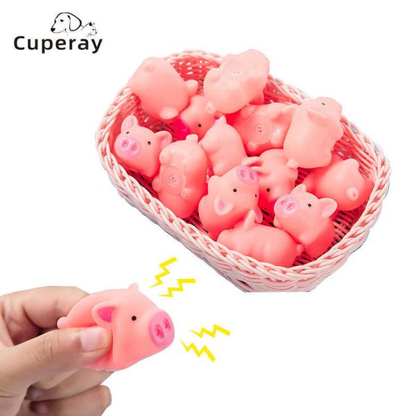 Toys de cachorro Chews Pet Toy Toy Cute Pink Pig Squeeze Som de borracha macia Mini brinquedo Chew Games Interactive Treinamento de brinquedo engraçado Pet Supplies 10pcs G230520