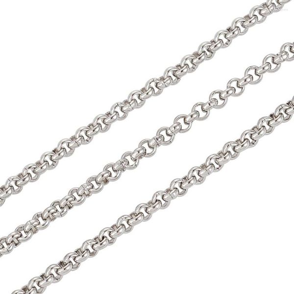 Correntes por atacado 1 metro largura de 2 mm a 5 mm de aço inoxidável em aço redondo colar de corrente a granel para homens pulseira de jóias DIY