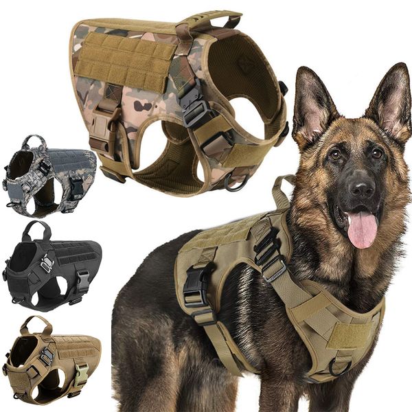 Colarinhos de cachorro colares de cães de cães de cães de cachorro Pet Shepherd K9 Malinois Treining Colet Tactical Dog Harness and Leash Set for Dogs Acessórios 230520