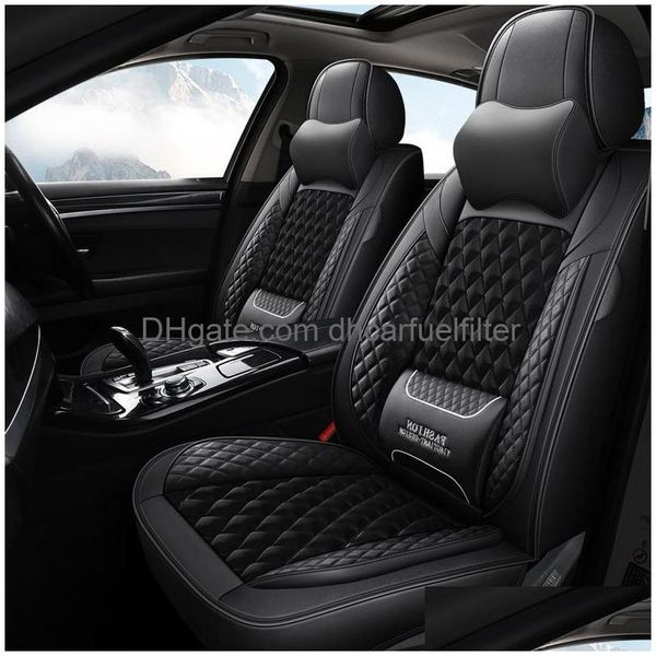 Coprisedili per auto Luxury Ers Fl Set con cuscino in pelle PU impermeabile Compatibile con airbag Motive Vehicle Cushion Er Fit Most Cars Drop Delivery Dh6Es