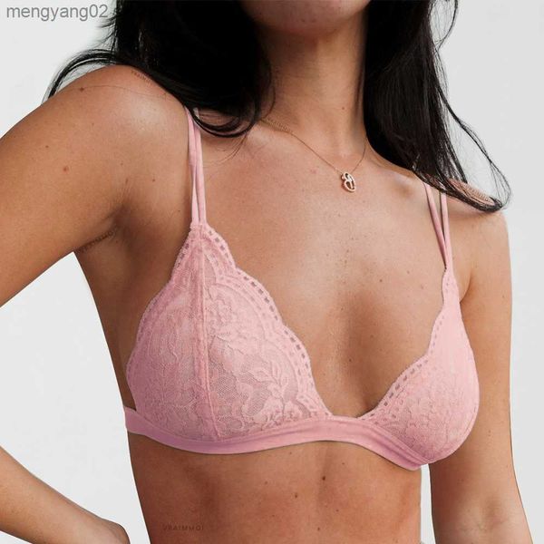 BHs Frauen Spitze Bralette Französisch Stil BH Mädchen Dreieck Cup Dessous Deep V Wireless Unterwäsche weiche dünne nahtlose BH T230522