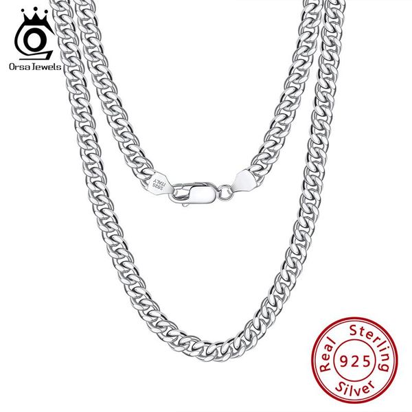 Colares Orsa Jewels 925 Sterling Silver Basic Punk Colar para Homens Mulheres Curb Cuban Link Chain Gargantilhas Vintage Punk Boy Masculino Presentes SC37