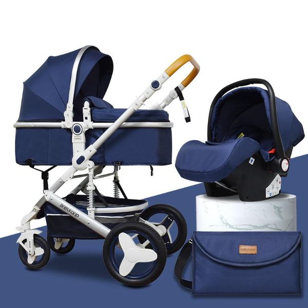 Passeggini Passeggini # Passeggino per paesaggi alti 3 in 1 Carrozzina nata Passeggino anti-tutto terreno Culla reversibile Seggiolino auto Invia borsa mamma