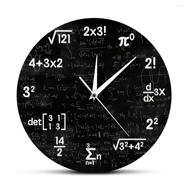 Стеновые часы математические уравнения обозначения математика математика классная доска гик тактовых образовательных подарков для декора школы для детей учителя
