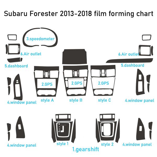 Für Subaru Forester 2013-2018 Innen Zentrale Steuerung Panel Türgriff 5D Carbon Faser Aufkleber Aufkleber Auto styling Zubehör