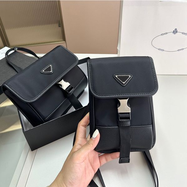 Borse a tracolla stiliste per uomo e donna Borsa per telefono in nylon nero Mini patta Borse a tracolla per bambini Borse di lusso