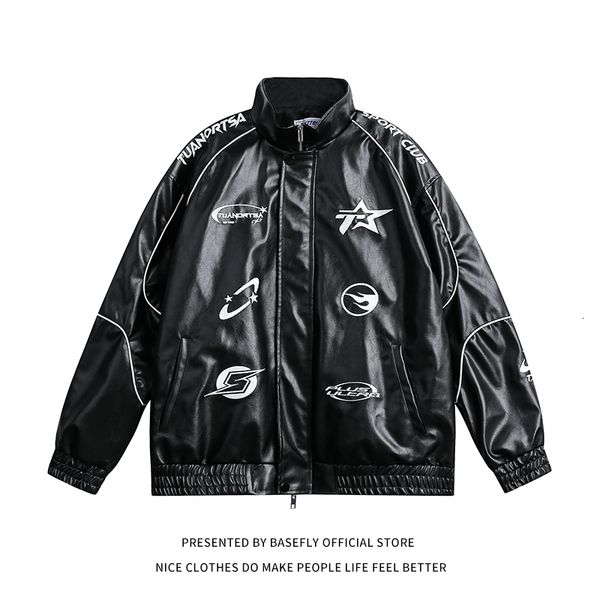 Men Jackets Spring Spring Autumn Black Racing Men Men Jacket Baseball Bomber Motorcycle Women Pu Leather Unisex Casal Varsity Coat Streetwear 230522