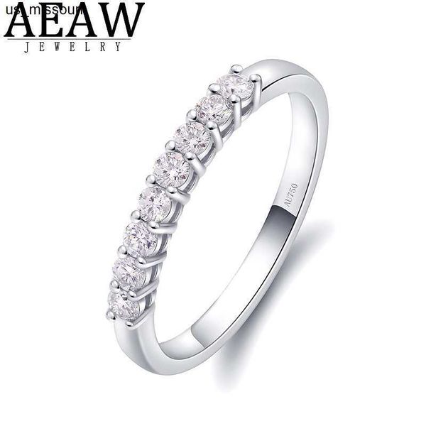 Ringos de banda aeaw 14k de ouro branco 025ctw 2mm df Corte redondo no engajamento Wedding Moissanite Lab Cultived Diamond Band Ring For Women J230522