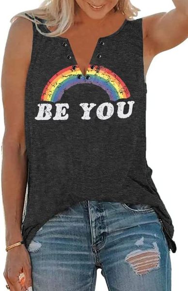 YENİ YOU Eşcinsel Gurur Tank Top Kadınlar LGBT Gökkuşağı Grafik Tee Yaz Günlük Mektup Baskı Kolsuz Gömlek