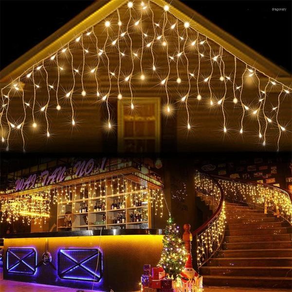 Dizeler 3.5m 5m LED Perde Icikle String Işık Sarkık 0.4-0.8m Kapalı Açık Tatil Partisi Bahçe Penceresi Çelenk Peri Dekoratif