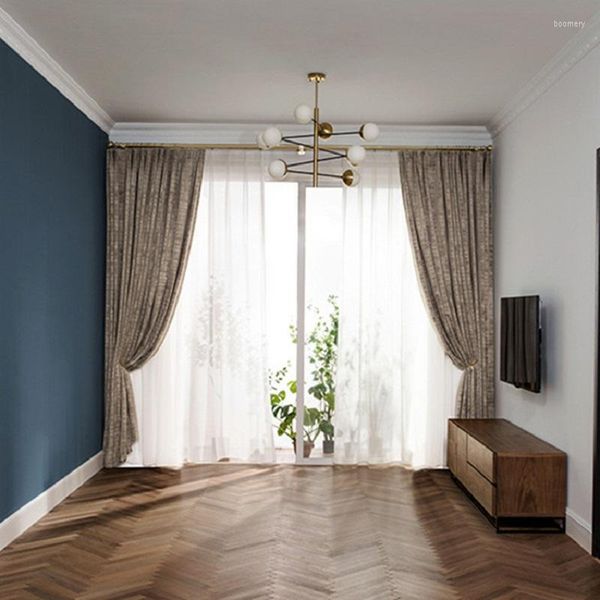 Занавес современные минималистские текстурированные затуманенные шторы для гостиной спальни скандинавские высококлассные бархатные домашние классические