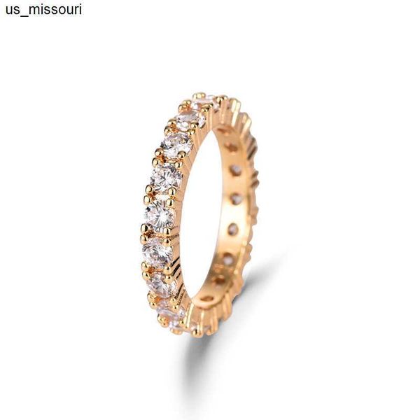 Anéis de banda 18K Color Gold Gemtones Full Gemtones Anéis de cristal para mulheres Rainbow Diamonds Color Gold Indian Dubai Jóias de moda Anilos Mujer J230522