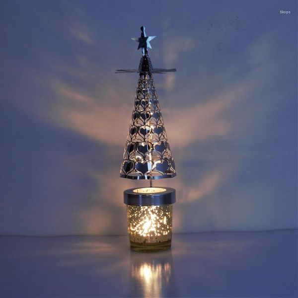 Titulares de vela Creative Christmas Presente Cone Luz e sombra