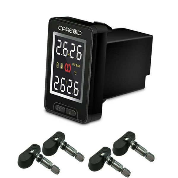 Toyota Honda Nissan Mazda için Akıllı Araba TPMS Lastik Basınç Monitör Sistemi 4 Sensörlü Kablosuz Alarm Sistemleri LCD Ekran