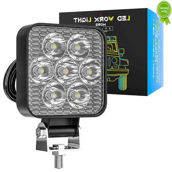 CAR NOVO DE 9-80V SQUE RONTO ROUNTO PROOÇO DE PODO Spotlight Light para caminhão Off Tractor de estrada 2100lm 21W 7 LEDS Luz de neblina de alumínio