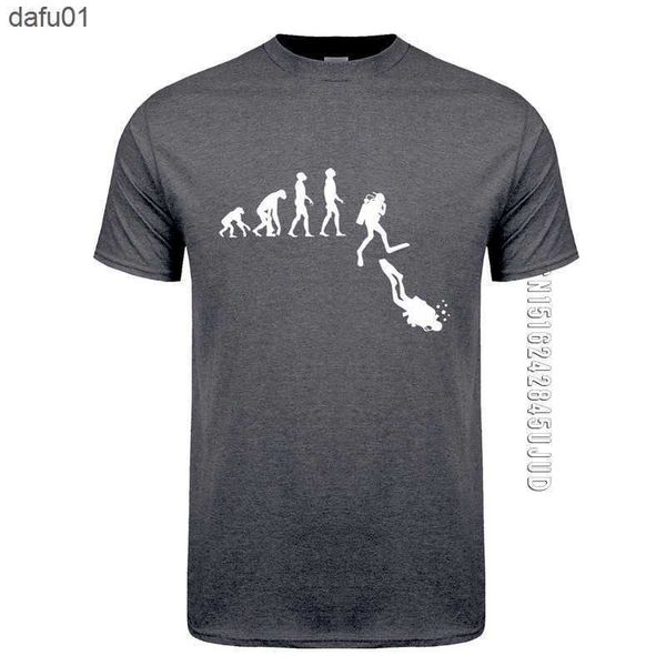 Camisetas masculinas de mergulho evolução camiseta homens algodão o pescoço engraçado camisetas mergulhadoras roupas de homem alta camisetas tops básicos l230520 l230520