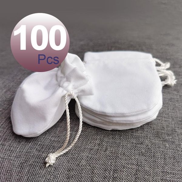 Display lr 100pcs bianco flanella nero verde acqua gioielli regalo sacca sacchetto di velluto di lucidatura tessuto auto sigillo rosa bundle maiuscolo