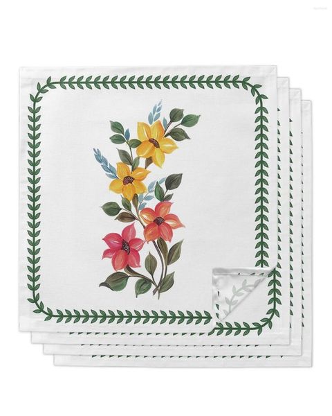 Serviette de table 4 pièces plante fleur feuilles clématite carré 50cm fête mariage décoration tissu cuisine dîner service serviettes