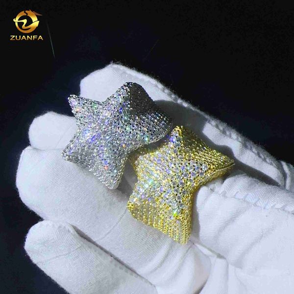 Hotsale Pass Diamond Tester Hip Hop Anéis de prata sólidos jóias finas 925 Ringos de design de estrela Moissanite