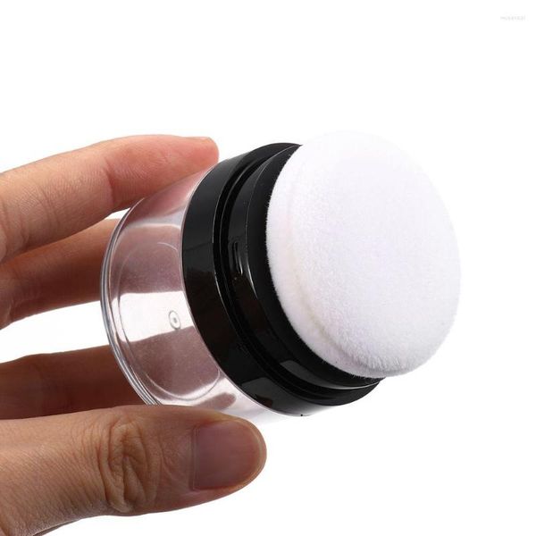 Garrafas de armazenamento Caixa de pólvora solta com algodão de algodão esponja de cogumelo puff blusher jar de acabamento jartão portátil case de fundação