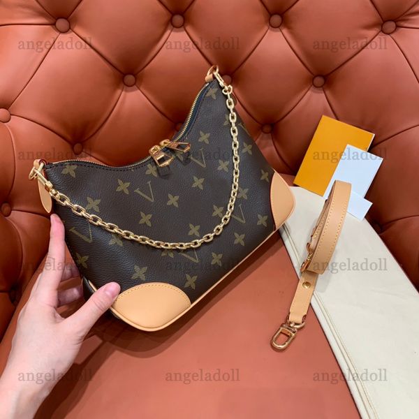 10A Designer di qualità a specchio Piccola borsa a catena Boulogne Hobo Borsa pochette in tela rivestita marrone da donna Borsa di lusso in pelle bovina Borsa a tracolla con tracolla