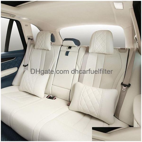 Sitzkissen Premium Nappaleder Auto Rest Kissen Kopfstütze Nackenkissen für Benz Maybach Sclass Kissen Zubehör Drop Lieferung Dhigh