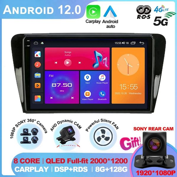 Android 12 10.1inch 4G CarPlay 2din Car Radio Multimedia Player Navigation GPS для Volkswagen Skoda Octavia 3 A7 2013-2018 Netflix-2